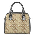 Beige Paw And Bone Pattern Print Shoulder Handbag