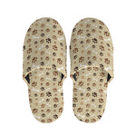 Beige Paw And Bone Pattern Print Slippers