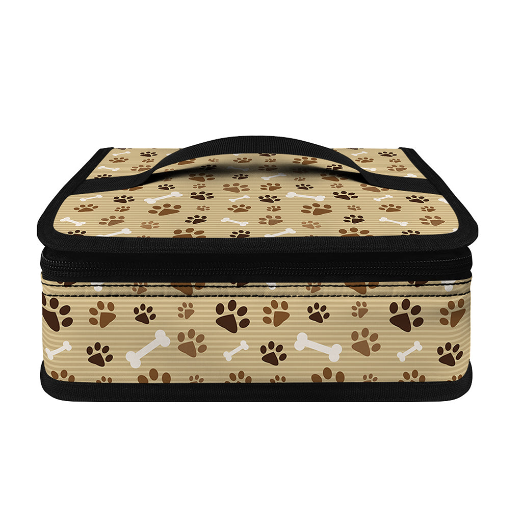 Beige Paw And Bone Pattern Print Small Lunch Bag