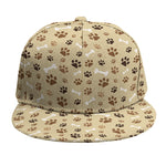 Beige Paw And Bone Pattern Print Snapback Cap