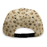 Beige Paw And Bone Pattern Print Snapback Cap
