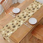 Beige Paw And Bone Pattern Print Table Runner