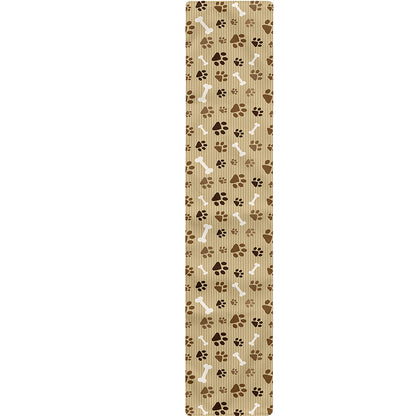 Beige Paw And Bone Pattern Print Table Runner