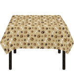 Beige Paw And Bone Pattern Print Tablecloth