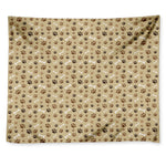 Beige Paw And Bone Pattern Print Tapestry