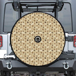 Beige Paw And Bone Pattern Print Tire Cover With Camera Hole