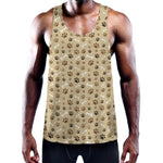 Beige Paw And Bone Pattern Print Training Tank Top