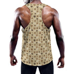 Beige Paw And Bone Pattern Print Training Tank Top