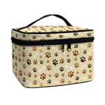 Beige Paw And Bone Pattern Print Travel Makeup Bag