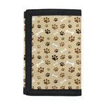 Beige Paw And Bone Pattern Print Trifold Wallet