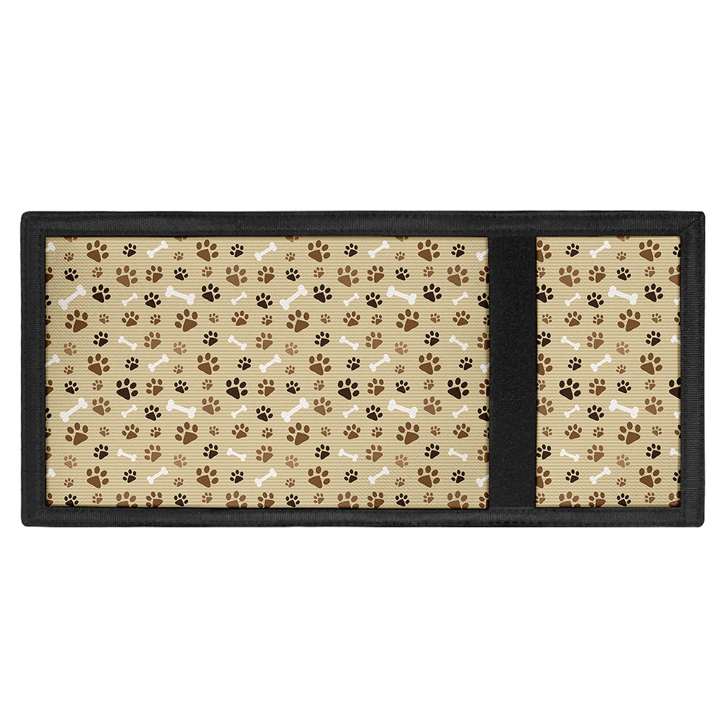 Beige Paw And Bone Pattern Print Trifold Wallet