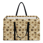Beige Paw And Bone Pattern Print Utility Tote Bag