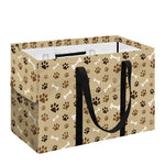 Beige Paw And Bone Pattern Print Utility Tote Bag