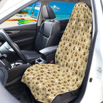 Beige Paw And Bone Pattern Print Waterproof Car Seat Cover