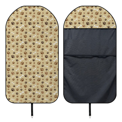 Beige Paw And Bone Pattern Print Waterproof Car Seat Cover