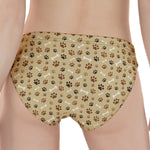 Beige Paw And Bone Pattern Print Women's Panties