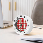 Beige Red And White Argyle Pattern Print Alarm Clock