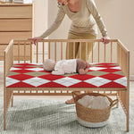 Beige Red And White Argyle Pattern Print Baby Crib Sheet