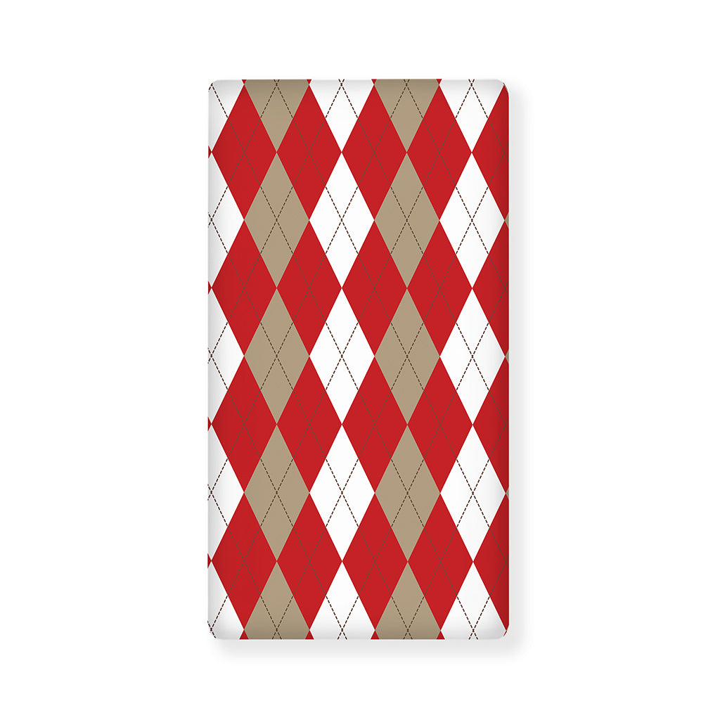 Beige Red And White Argyle Pattern Print Baby Crib Sheet