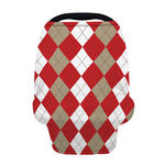 Beige Red And White Argyle Pattern Print Baby Seat Cover