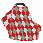 Beige Red And White Argyle Pattern Print Baby Seat Cover