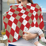 Beige Red And White Argyle Pattern Print Baby Seat Cover