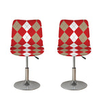 Beige Red And White Argyle Pattern Print Bar Stool Covers