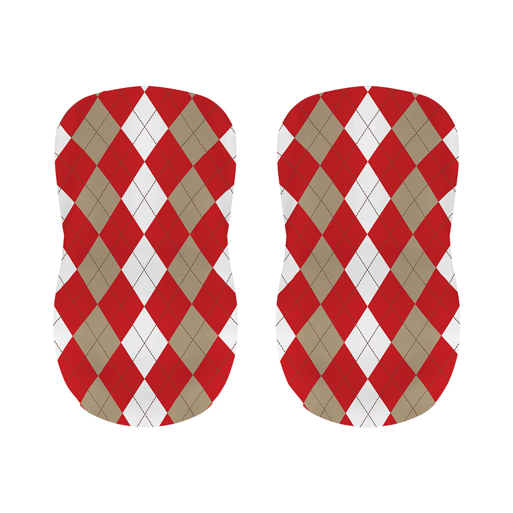 Beige Red And White Argyle Pattern Print Bar Stool Covers