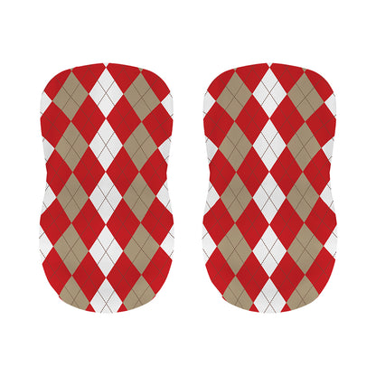Beige Red And White Argyle Pattern Print Bar Stool Covers