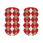 Beige Red And White Argyle Pattern Print Bar Stool Covers