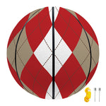 Beige Red And White Argyle Pattern Print Basketball