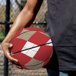 Beige Red And White Argyle Pattern Print Basketball