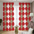 Beige Red And White Argyle Pattern Print Dimout Pencil Pleat Curtains