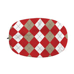 Beige Red And White Argyle Pattern Print Car Side Mirror Covers