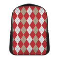 Beige Red And White Argyle Pattern Print Casual Backpack