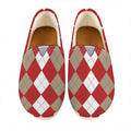 Beige Red And White Argyle Pattern Print Casual Shoes