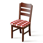 Beige Red And White Argyle Pattern Print Chair Cushion Cover