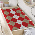 Beige Red And White Argyle Pattern Print Changing Pad Cover