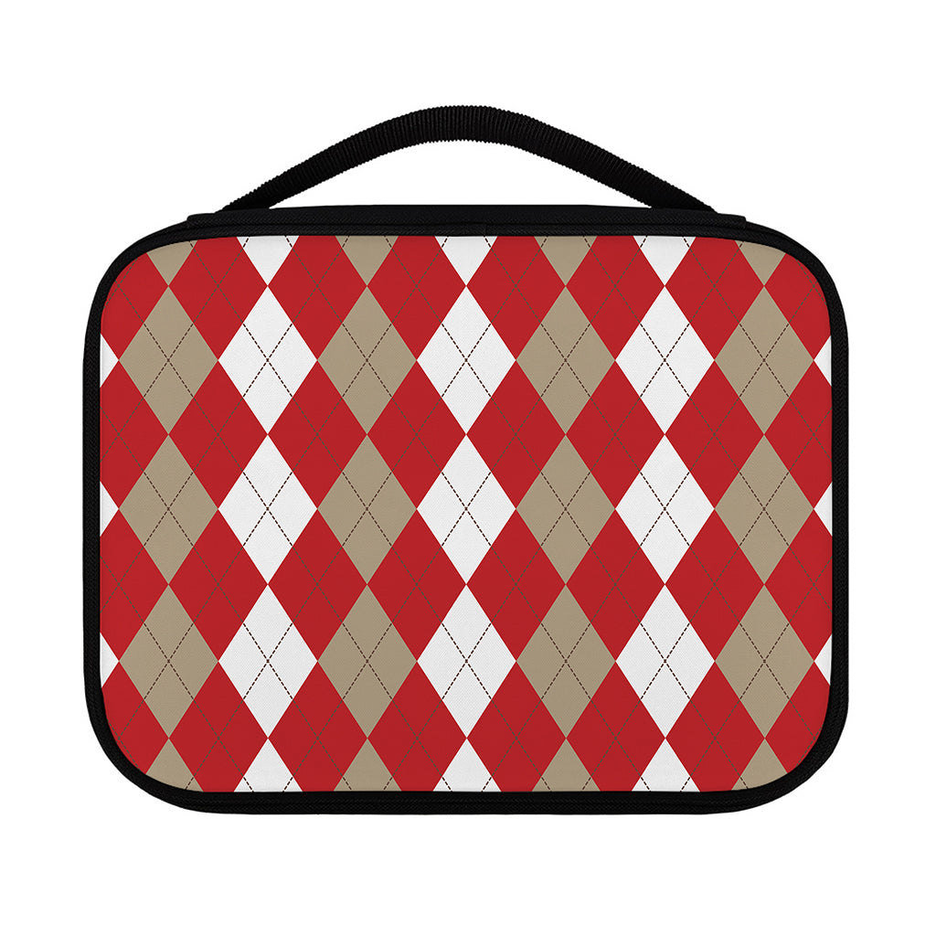 Beige Red And White Argyle Pattern Print Classic Bible Case