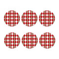 Beige Red And White Argyle Pattern Print Coaster Set