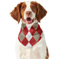 Beige Red And White Argyle Pattern Print Dog Bandana