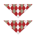 Beige Red And White Argyle Pattern Print Dog Bandana