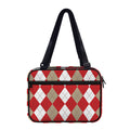 Beige Red And White Argyle Pattern Print Double Strap Bible Bag