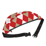 Beige Red And White Argyle Pattern Print Fanny Pack
