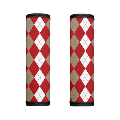 Beige Red And White Argyle Pattern Print Handle Covers