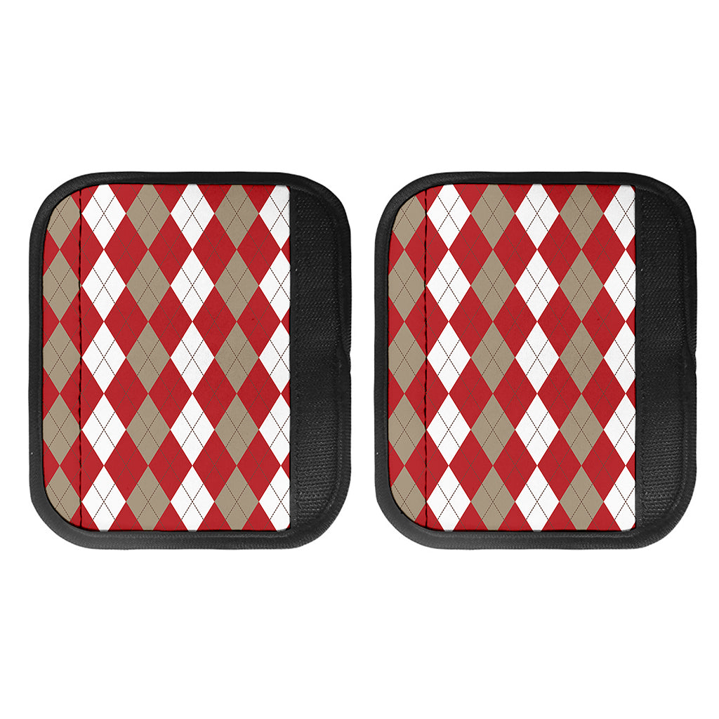 Beige Red And White Argyle Pattern Print Handle Covers