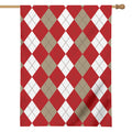 Beige Red And White Argyle Pattern Print House Flag