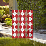 Beige Red And White Argyle Pattern Print House Flag