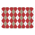 Beige Red And White Argyle Pattern Print Indoor Door Mat