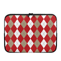 Beige Red And White Argyle Pattern Print Laptop Sleeve